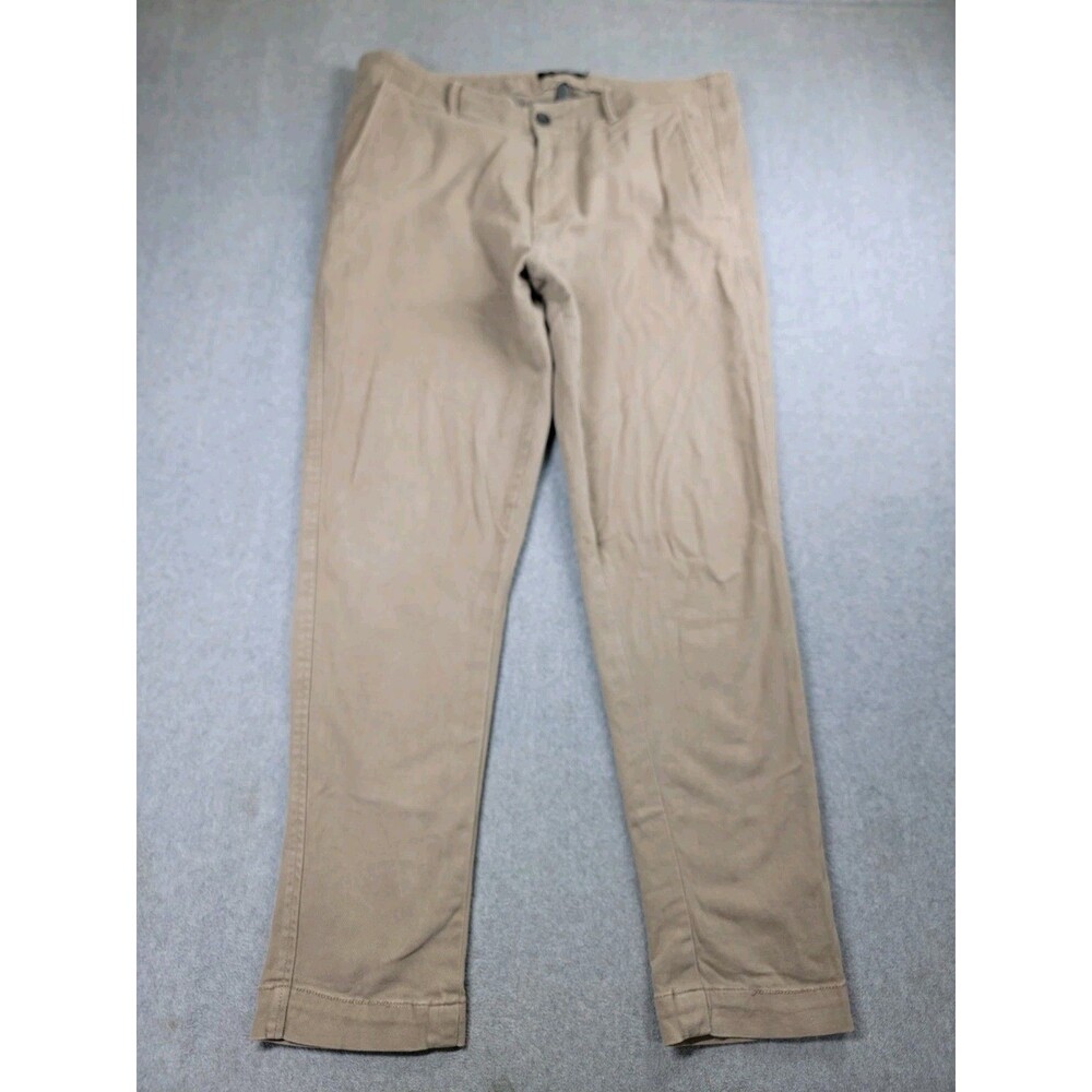 Massimo Dutti Pants Mens 34x28.5 Tapered Brown Khaki Chinos Mid Rise‎ Office